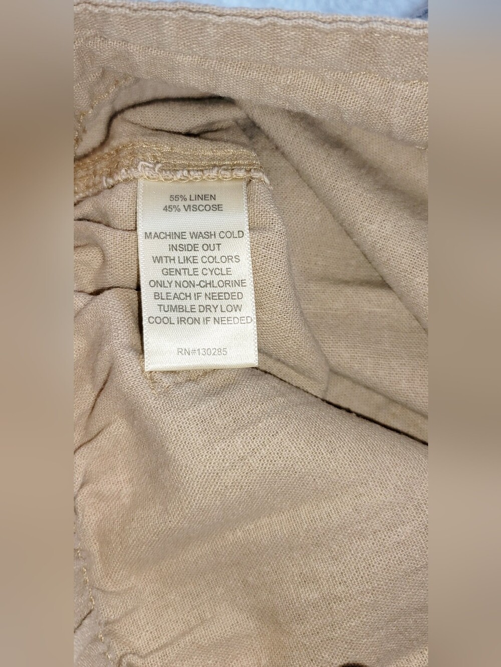 Per Se Womens XL Linen And Viscose Capri Stretch Beach Drawstring Beige Coastal - Picture 7 of 9